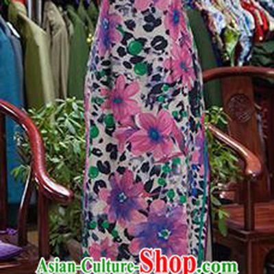 Traditional Ancient Chinese Republic of China Printing Flowers Purple Cheongsam, Asian Chinese Chirpaur Qipao Dress Clothing for Women
