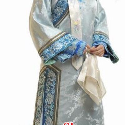 Traditional Ancient Chinese Imperial Consort Blue Costume, Chinese Qing Dynasty Manchu Palace Lady Embroidered Clothing for Women