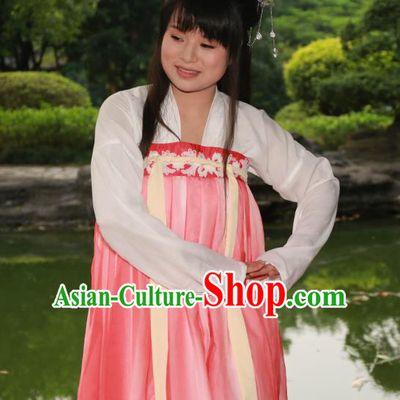 Traditional Ancient Chinese Princess Hanfu Costume, Asian China Tang Dynasty Palace Lady Pink Dress Clothing for Women