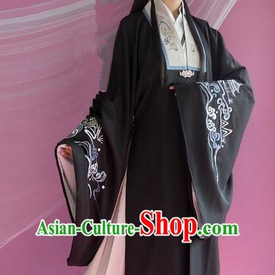 Traditional Ancient Chinese Palace Lady Hanfu Costume Black Embroidered Cloak, Asian China Ming Dynasty Princess Cardigan Clothing for Women