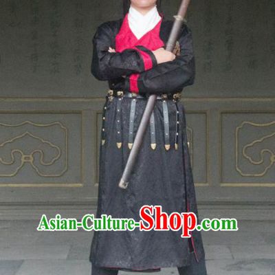Traditional Ancient Chinese Swordsman Costume, Elegant Hanfu Clothing Chinese Tang Dynasty Imperial Bodyguard Clothing for Men