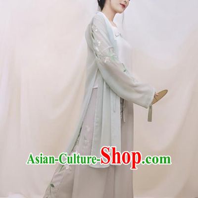 Traditional Ancient Chinese Young Lady Embroidered Costume BeiZi and Pants, Asian China Song Dynasty Princess Hanfu Clothing for Women