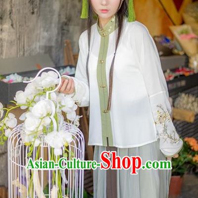 Traditional Ancient Chinese Palace Lady Hanfu Costume Embroidered Blouse, Asian China Ming Dynasty Imperial Princess Clothing for Women
