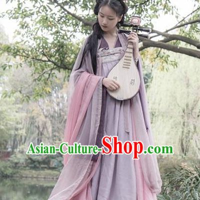 Traditional Ancient Chinese Imperial Consort Purple Costume, Elegant Hanfu Clothing Chinese Tang Dynasty Embroidered Dress Clothing for Women