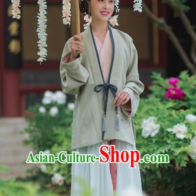 Traditional Chinese Ancient Palace Lady Embroidered Green BeiZi Costume, Asian China Song Dynasty Princess Clothing Complete Set
