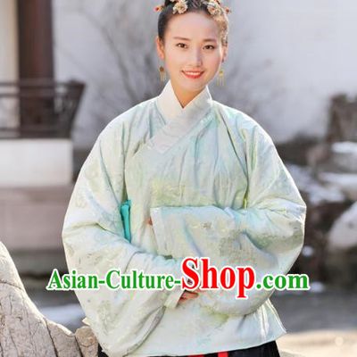 Traditional Chinese Ancient Costume Princess Embroidered Green Blouse, Asian China Ming Dynasty Palace Lady Hanfu Clothing for Women