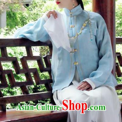 Traditional Chinese Ancient Costume Palace Lady Embroidered Blue Blouse and Skirt, Asian China Ming Dynasty Princess Hanfu Dress Clothing for Women