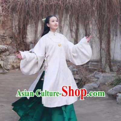 Traditional Chinese Ancient Costume Palace Lady Embroidered White Blouse and Slip Skirt, Asian China Ming Dynasty Princess Hanfu Clothing for Women