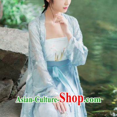 Traditional Chinese Ancient Costume Princess Embroidered Blouse and Skirt, Asian China Song Dynasty Palace Lady Hanfu Clothing for Women