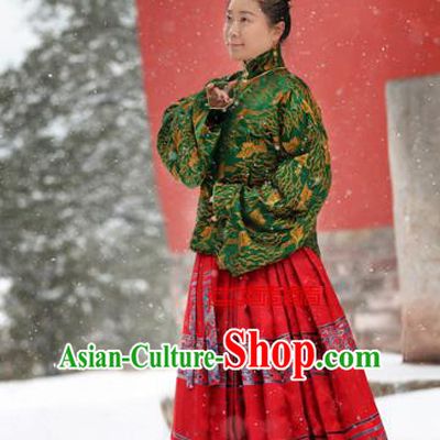 Traditional Chinese Ancient Costume Imperial Consort Green Blouse, Asian China Ming Dynasty Palace Lady Hanfu Clothing for Women