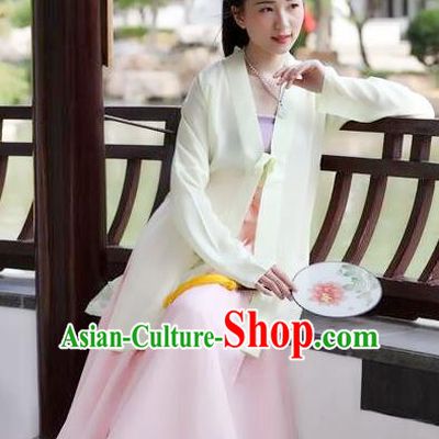 Traditional Chinese Ancient Costume Princess Light Yellow Silk BeiZi and Skirt, Asian China Song Dynasty Palace Lady Hanfu Clothing for Women
