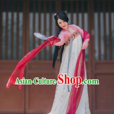 Traditional Chinese Ancient Costume Princess Blouse and Slip Skirt, Asian China Tang Dynasty Palace Lady Hanfu Clothing for Women