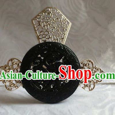 Traditional Handmade Chinese Ancient Classical Hair Accessories Qin Dynasty Emperor Dragons Jade Tuinga Hairdo Crown Hairpins for Men