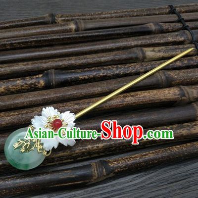 Traditional Handmade Chinese Ancient Classical Hair Accessories Jade Hair Stick Hair Fascinators Hairpins for Women