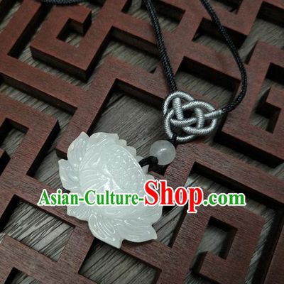 Traditional Handmade Chinese Ancient Classical Accessories Queen Jade Lotus Necklace for Women