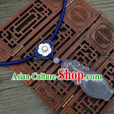 Traditional Handmade Chinese Ancient Classical Hanfu Accessories Jade Tassel Necklace for Women