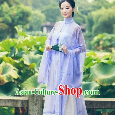 Traditional Chinese Ming Dynasty Princess Costume, Asian China Ancient Palace Lady Hanfu Purple Silk Blouse and Skirt Clothing for Women