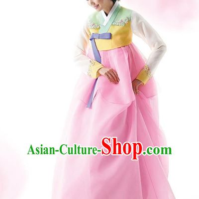 Traditional Korean Costumes Wedding Full Dress, Bride Formal Attire Ceremonial Clothes, Korea Court Stage Dance Clothing for Women