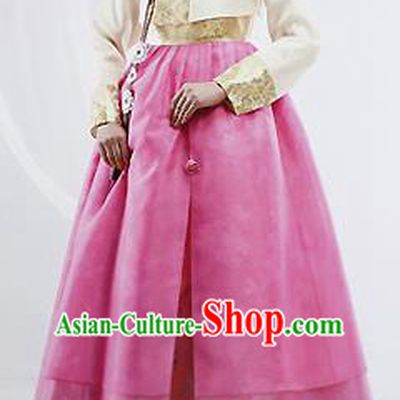 Traditional Korean Costumes Wedding Pink Full Dress, Bride Formal Attire Ceremonial Clothes, Korea Court Stage Dance Clothing for Women