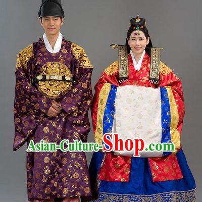 Traditional Korean Costumes Wedding Red Full Dress, Palace Lady Formal Attire Ceremonial Clothes, Korea Court Bride Embroidered Clothing for Women