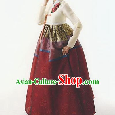 Traditional Korean Costumes Wedding Purple Full Dress, Palace Lady Formal Attire Ceremonial Clothes, Korea Court Bride Embroidered Clothing for Women