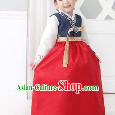 Traditional Korean Costumes Children Full Dress, Palace Lady Formal Attire Ceremonial Clothes, Korea Court Embroidered Clothing for Kids