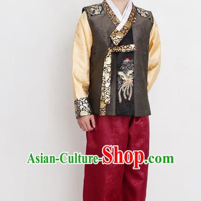 Traditional Korean Costumes Bridegroom Formal Attire Ceremonial Clothes, Korea Hanbok Court Embroidered Clothing for Men