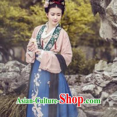 Traditional Chinese Ming Dynasty Nobility Lady Embroidered Costume Complete Set, Asian China Ancient Princess Hanfu Dress Clothing for Women