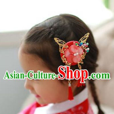 Traditional Korean Hair Accessories Butterfly Tassel Hair Clasp, Asian Korean Fashion Headwear Headband for Kids