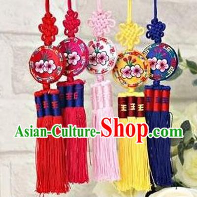 Traditional Korean Accessories Embroidered Round Waist Pendant, Asian Korean Fashion Wedding Tassel Waist Decorations for Women