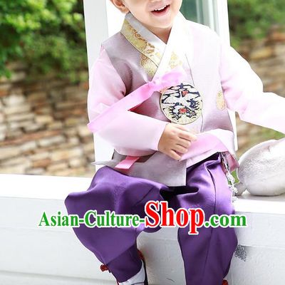 Asian Korean Traditional Handmade Formal Occasions Costume Prince Embroidered Hanbok Clothing for Boys