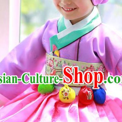 Traditional Korean National Accessories Embroidered Green Waist Belts, Asian Korean Fashion Waistband Decorations for Kids