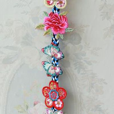 Traditional Korean Accessories Embroidered Butterfly Flowers Waist Pendant, Asian Korean Fashion Wedding Tassel Waist Decorations for Women