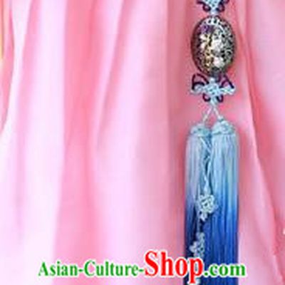 Traditional Korean Accessories Blue Tassel Waist Pendant, Asian Korean Fashion Wedding Tassel Hanbok Waist Decorations for Women