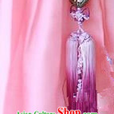 Traditional Korean Accessories Purple Tassel Waist Pendant, Asian Korean Fashion Wedding Tassel Hanbok Waist Decorations for Women