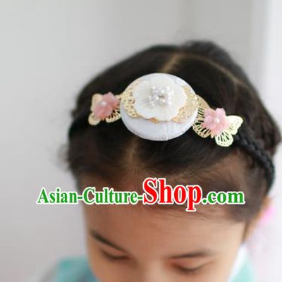 Traditional Korean National Hair Accessories Shell Flowers Hair Clasp, Asian Korean Fashion Hanbok Headband for Girls