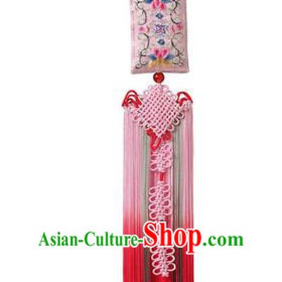 Traditional Korean Accessories Embroidered Waist Pendant, Asian Korean Fashion Wedding Red Tassel Waist Decorations for Women