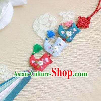 Traditional Korean Accessories Bride Embroidered Boots Waist Pendant Palace Taeniasis, Asian Korean Wedding Hanbok Tassel Waist Decorations for Women