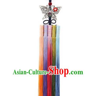 Traditional Korean Accessories Waist Pendant Butterfly Palace Taeniasis, Asian Korean Wedding Hanbok Tassel Waist Decorations for Women