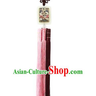 Korean National Accessories Bride Wedding Jade Waist Pendant, Asian Korean Hanbok Tassel Waist Decorations for Women