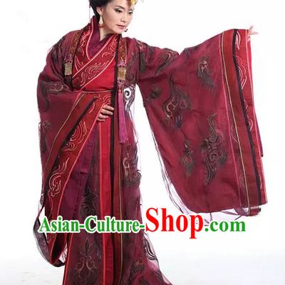 Traditional Chinese Southern and Northern Dynasties Palace Queen Dowager Embroidered Costume and Headpiece Complete Set