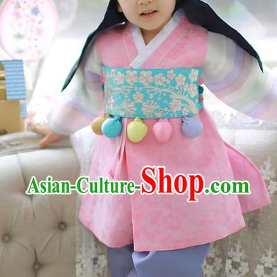 Traditional Korean Accessories Embroidered Blue Waist Belts, Asian Korean Fashion Waistband Decorations for Kids