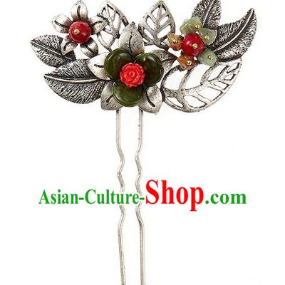 Traditional Korean National Wedding Hair Accessories Bride Palace Flowers Hairpins, Korean Hanbok Fashion Hair Stick Headwear for Women