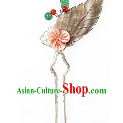 Traditional Korean National Hair Accessories Leaf Hairpins, Korean Palace Hanbok Fashion Headwear for Women