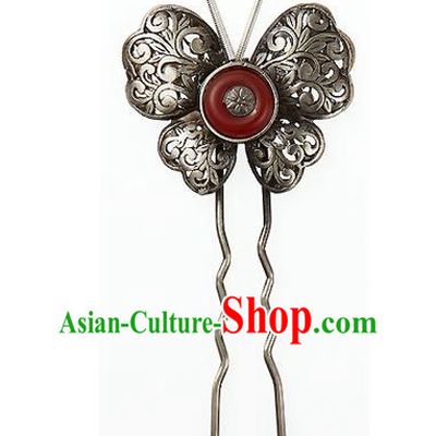 Traditional Korean National Hair Accessories Butterfly Hairpins, Korean Palace Hanbok Fashion Headwear for Women