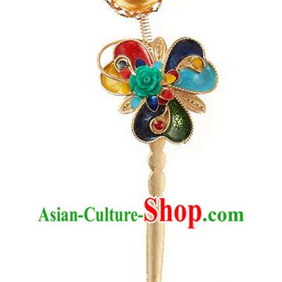 Traditional Korean National Hair Accessories Golden Hairpins, Korean Palace Hanbok Fashion Headwear for Women
