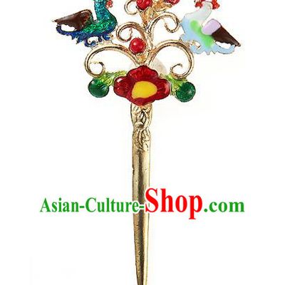 Traditional Korean National Hair Accessories Mandarin Duck Hairpins, Korean Palace Hanbok Fashion Headwear for Women