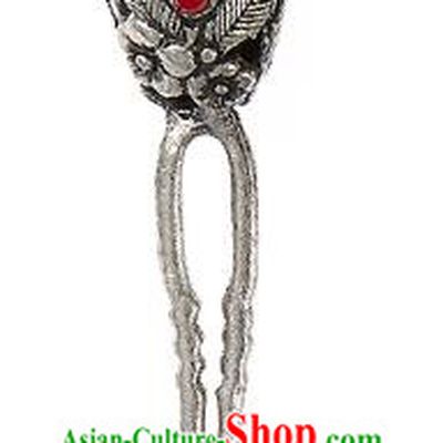 Traditional Korean National Hair Accessories Green Bead Hairpins, Korean Palace Hanbok Fashion Headwear for Women
