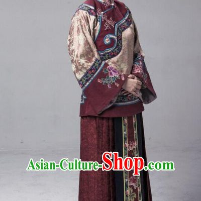 Traditional Chinese Republic of China Young Lady Costume, Asian China Ancient Countrywoman Embroidered Xiuhe Suit for Women