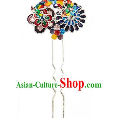 Korean National Wedding Hair Accessories Bride Blueing Hair Clip, Korean Hanbok Fashion Palace Hairpins for Women